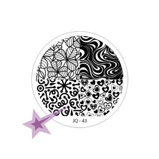 Starnails Razítkovací destička JQ43 - ornamenty, zebra, srdíčka
