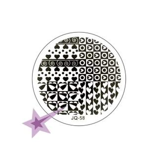 Starnails Razítkovací destička JQ58 - Srdíčka
