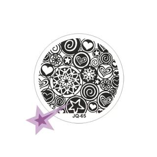 Starnails Razítkovací destička JQ65 - Srdíčka, hvězdičky