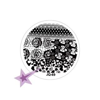 Starnails Razítkovací destička JQ69 - růže, srdíčka, krajka