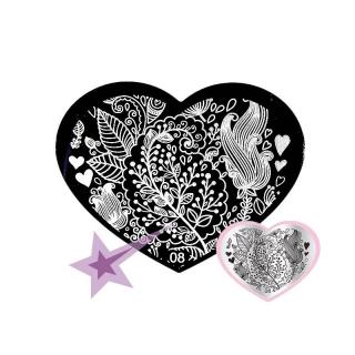 Starnails Razítkovací destička S08 - půvabné ornamenty, srdíčka