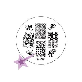 Starnails Razítkovací destička XYA05 - srdíčka, vážka