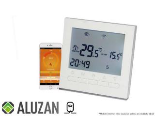 Wifi termostat ALUZAN E16-Wifi (programovatelný pokojový termostat pro spínání elektrického vytápění do 16A, ovladatelný na dálku pomocí aplikace pro Android nebo iOS)