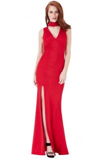 Dlouhé plesové šaty Leonia červené Velikost: L (40)