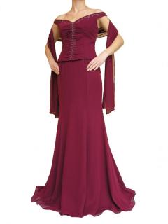 Dynasty luxusní společenské dlouhé šaty Marianne vínově červené Velikost: S/M