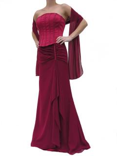 Dynasty luxusní společenské šaty Dominique vínově červené Velikost: S/M
