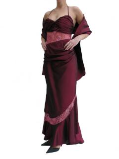 Dynasty luxusní společenské šaty Esmeralda vínově červené Velikost: S/M
