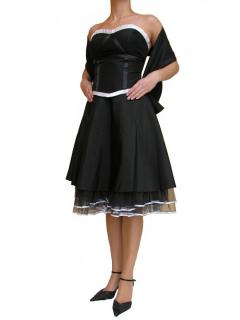 Dynasty luxusní společenské šaty Harriett černé s bílým lemováním Velikost: XS/S