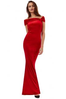 Luxusní plesové sametové šaty Doretta červené dlouhé Velikost: M/L