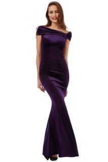 Luxusní plesové sametové šaty Doretta tmavě fialové dlouhé Velikost: XS/S