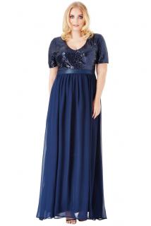 Luxusní plesové šaty pro plnoštíhlé Contessa tmavě modré dlouhé Velikost: 44 (XXL)