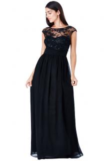 Luxusní společenské šaty Floretta černé dlouhé Velikost: M (38)