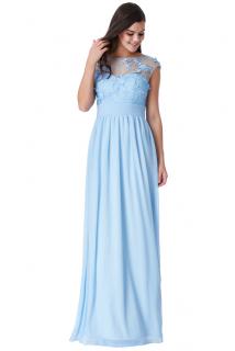 Luxusní společenské šaty Floretta světle modré dlouhé Velikost: S (36)