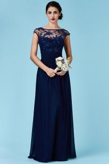 Luxusní společenské šaty Floretta tmavě modré dlouhé Velikost: L (40)