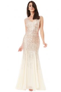 Luxusní společenské šaty Petronilla šampaňské Velikost: L (40)