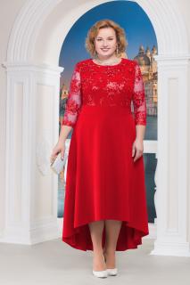 Luxusní společenské šaty pro plnoštíhlé Donatella červené dlouhé Velikost: 48/50