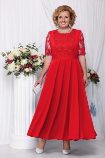 Luxusní společenské šaty pro plnoštíhlé Eugenia červené dlouhé Velikost: 46