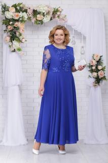 Luxusní společenské šaty pro plnoštíhlé Eugenia II modré dlouhé Velikost: 46/48
