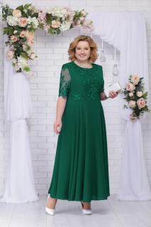Luxusní společenské šaty pro plnoštíhlé Eugenia II smaragdově zelené dlouhé Velikost: 50/52