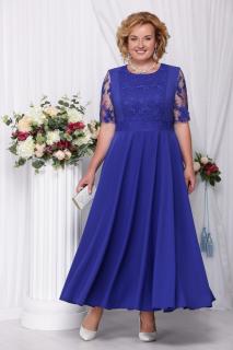 Luxusní společenské šaty pro plnoštíhlé Eugenia modré dlouhé Velikost: 46