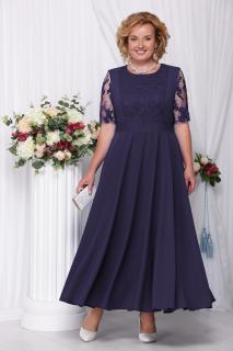 Luxusní společenské šaty pro plnoštíhlé Eugenia tmavě modré dlouhé Velikost: 46