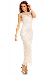 Plesové šaty Sibyl krémové s krajkou Velikost: S/M