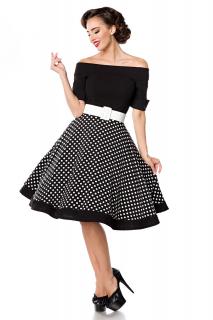 Rockabilly retro šaty Tinley černé s bílými puntíky Velikost: 44 (XXL)