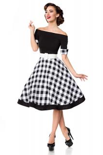 Rockabilly retro šaty Tinley černé s kostkovým vzorem Velikost: M (38)