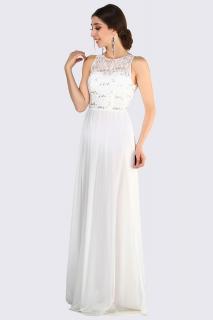 Společenské šaty Ambra krémově bílé dlouhé Velikost: L (40)