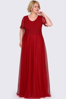 Společenské šaty Estrella červené dlouhé Velikost: 44 (XXL)