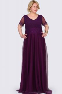 Společenské šaty Estrella fialové dlouhé Velikost: 44 (XXL)