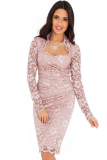 Společenské šaty Priscilla růžovobéžové Velikost: XL/XXL