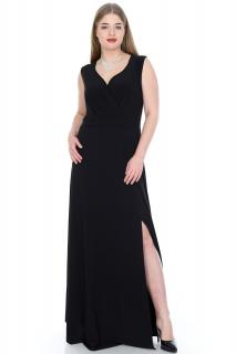 Společenské šaty pro plnoštíhlé Alessandra černé dlouhé Velikost: 48-50