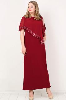 Společenské šaty pro plnoštíhlé Cassandra vínově červené dlouhé Velikost: 58-60