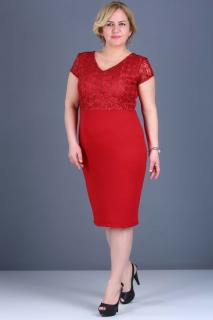 Společenské šaty pro plnoštíhlé Electra červené Velikost: 44 (XXL)