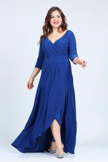 Společenské šaty pro plnoštíhlé Federica modré dlouhé Velikost: 48-50