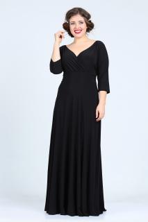 Společenské šaty pro plnoštíhlé Feliciana černé dlouhé Velikost: 48-50