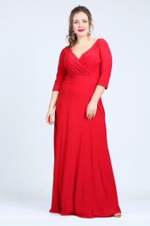 Společenské šaty pro plnoštíhlé Feliciana červené dlouhé Velikost: 56-58