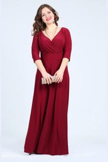 Společenské šaty pro plnoštíhlé Feliciana vínově červené dlouhé Velikost: 44-46