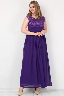 Společenské šaty pro plnoštíhlé Isidora fialové dlouhé Velikost: XL-XXL (42-44)