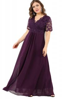 Společenské šaty pro plnoštíhlé Orlanda fialové dlouhé Velikost: 44-46