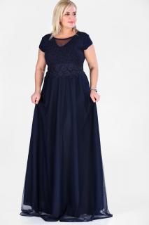 Společenské šaty pro plnoštíhlé Raimonda tmavě modré dlouhé Velikost: 46