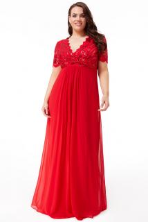 Společenské šaty pro plnoštíhlé Tiffanie červené dlouhé Velikost: 50