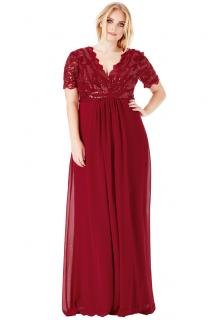 Společenské šaty pro plnoštíhlé Tiffanie vínově červené dlouhé Velikost: 44 (XXL)