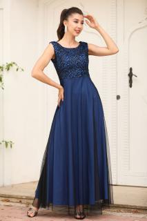 Společenské šaty Sherrie černo-modré Velikost: L (40)