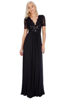 Společenské šaty Tiffanie černé dlouhé Velikost: M (38)