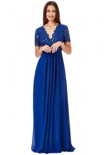 Společenské šaty Tiffanie modré dlouhé Velikost: M (38)