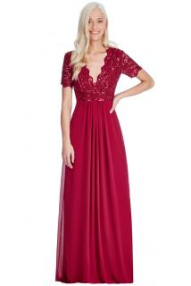 Společenské šaty Tiffanie vínově červené dlouhé Velikost: M (38)