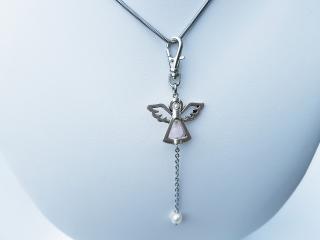 Angel 2  Náhrdelník (ocel, perly, růženín)