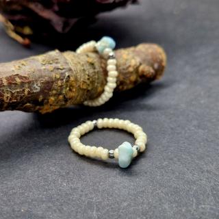 "Ave 2" Prstýnek (rokajl, larimar)